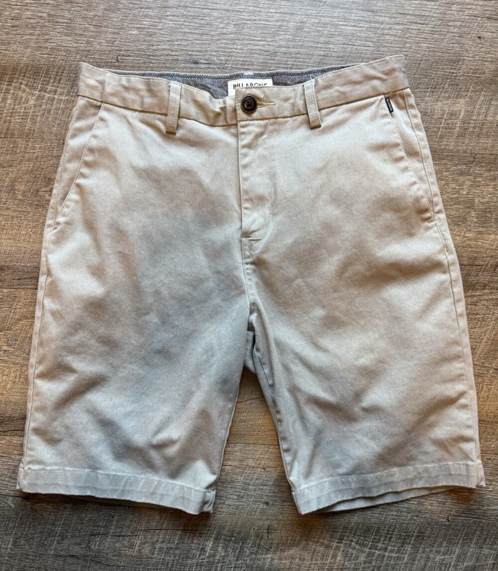 Billabong Men's grey Twill Chino Shorts Solid Flat Front Pockets 30 I3